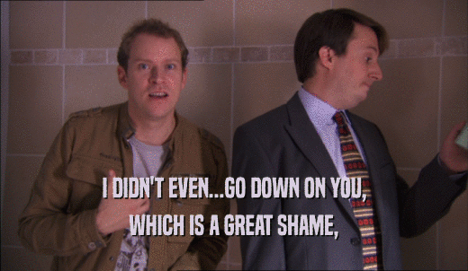 I DIDN'T EVEN...GO DOWN ON YOU, WHICH IS A GREAT SHAME, 