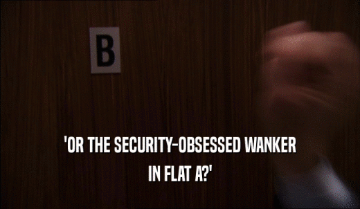'OR THE SECURITY-OBSESSED WANKER IN FLAT A?' 