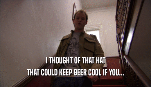 I THOUGHT OF THAT HAT THAT COULD KEEP BEER COOL IF YOU... 