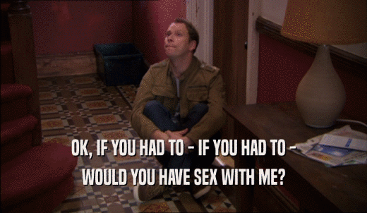 OK, IF YOU HAD TO - IF YOU HAD TO - WOULD YOU HAVE SEX WITH ME? 