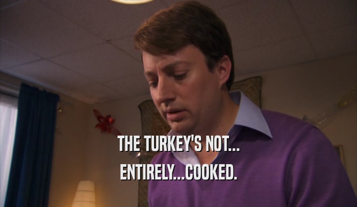 THE TURKEY'S NOT... ENTIRELY...COOKED. 