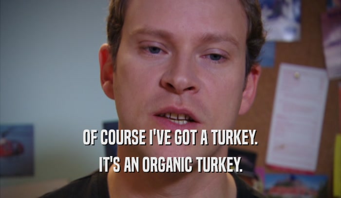 OF COURSE I'VE GOT A TURKEY. IT'S AN ORGANIC TURKEY. 