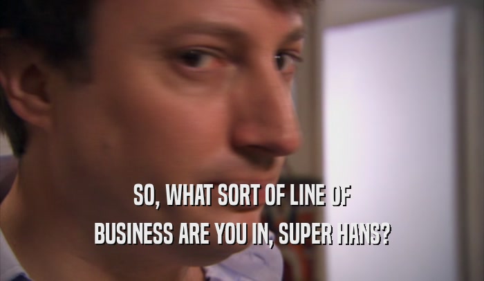 SO, WHAT SORT OF LINE OF BUSINESS ARE YOU IN, SUPER HANS? 