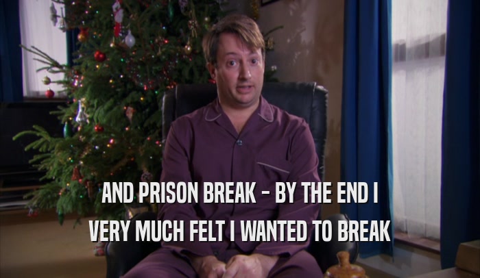 AND PRISON BREAK - BY THE END I VERY MUCH FELT I WANTED TO BREAK 