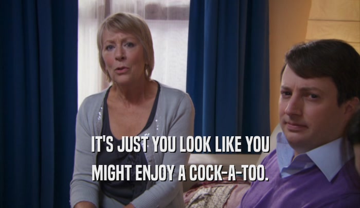 IT'S JUST YOU LOOK LIKE YOU MIGHT ENJOY A COCK-A-TOO. 
