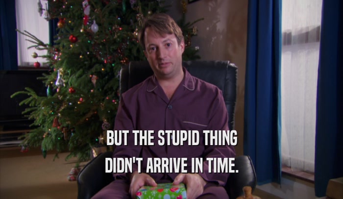 BUT THE STUPID THING DIDN'T ARRIVE IN TIME. 