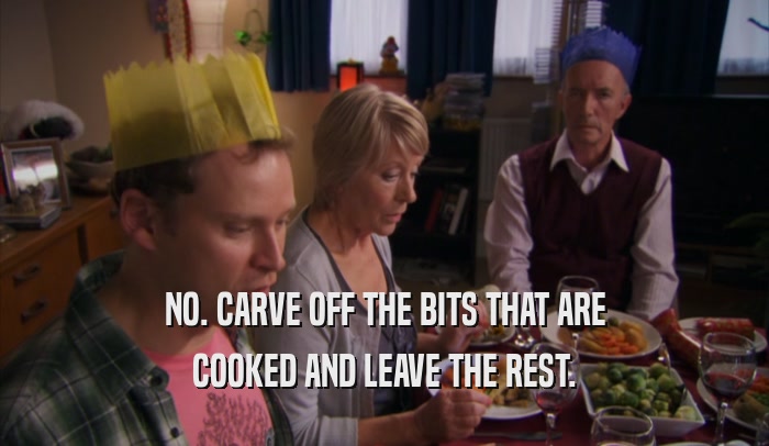 NO. CARVE OFF THE BITS THAT ARE COOKED AND LEAVE THE REST. 