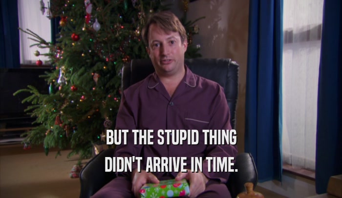 BUT THE STUPID THING DIDN'T ARRIVE IN TIME. 
