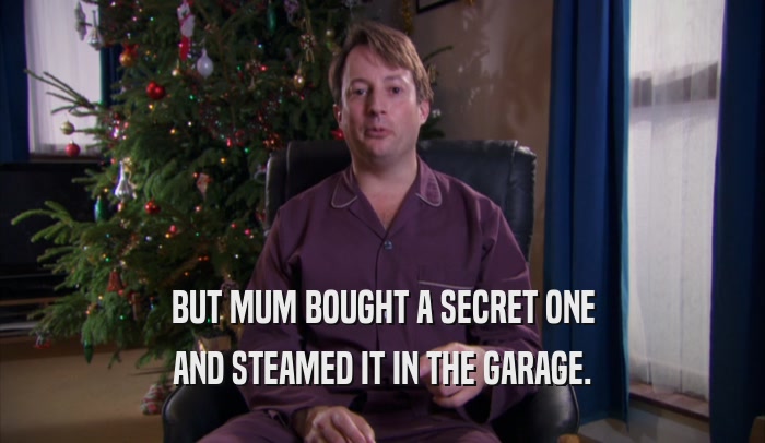 BUT MUM BOUGHT A SECRET ONE AND STEAMED IT IN THE GARAGE. 