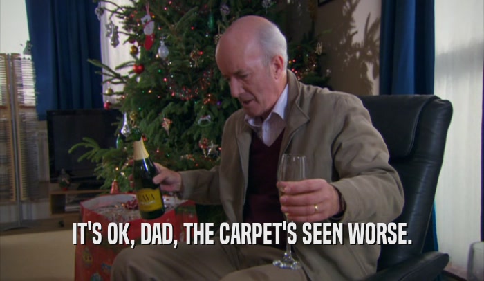 IT'S OK, DAD, THE CARPET'S SEEN WORSE.  