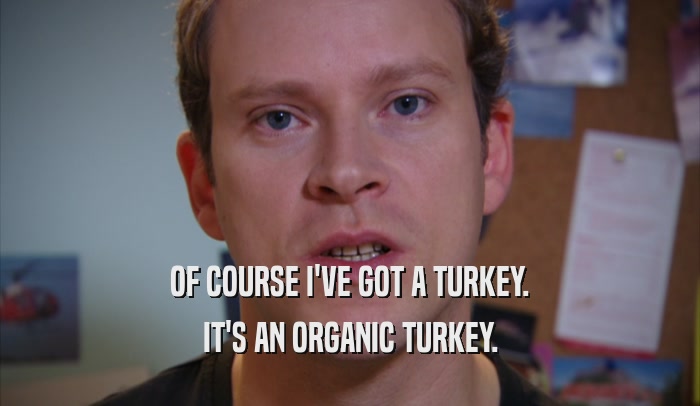 OF COURSE I'VE GOT A TURKEY. IT'S AN ORGANIC TURKEY. 