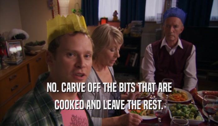 NO. CARVE OFF THE BITS THAT ARE COOKED AND LEAVE THE REST. 