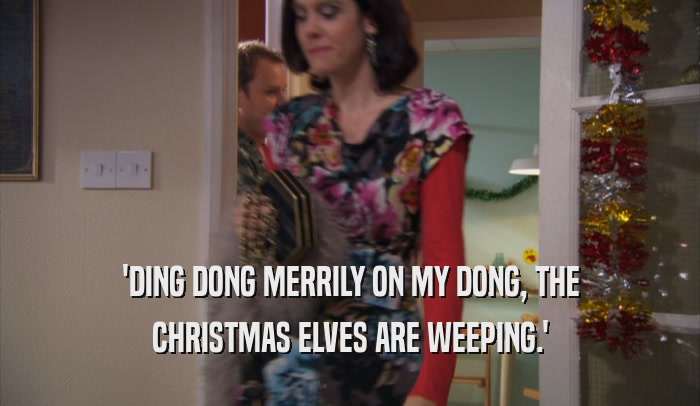 'DING DONG MERRILY ON MY DONG, THE CHRISTMAS ELVES ARE WEEPING.' 