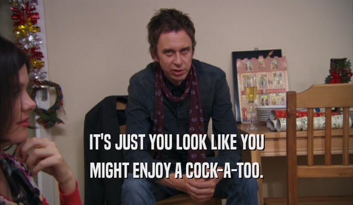 IT'S JUST YOU LOOK LIKE YOU MIGHT ENJOY A COCK-A-TOO. 