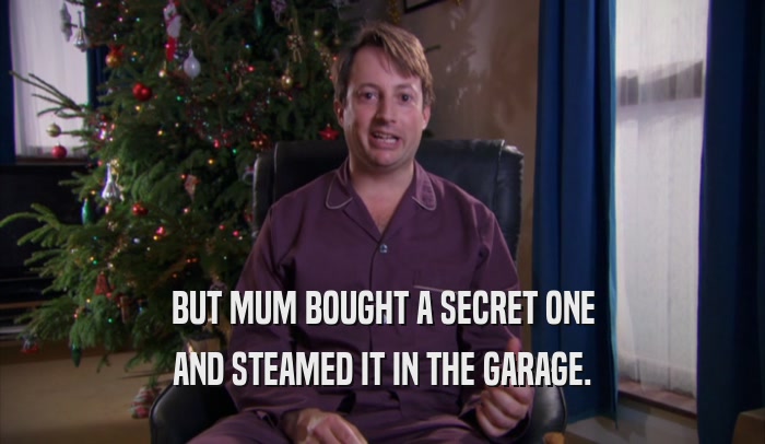 BUT MUM BOUGHT A SECRET ONE AND STEAMED IT IN THE GARAGE. 