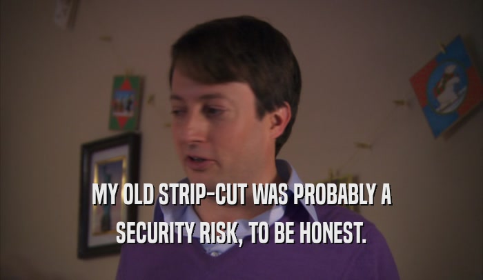 MY OLD STRIP-CUT WAS PROBABLY A
 SECURITY RISK, TO BE HONEST.
 