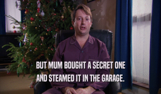 BUT MUM BOUGHT A SECRET ONE AND STEAMED IT IN THE GARAGE. 