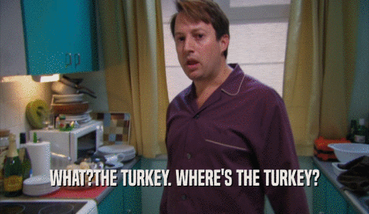 WHAT?THE TURKEY. WHERE'S THE TURKEY?  