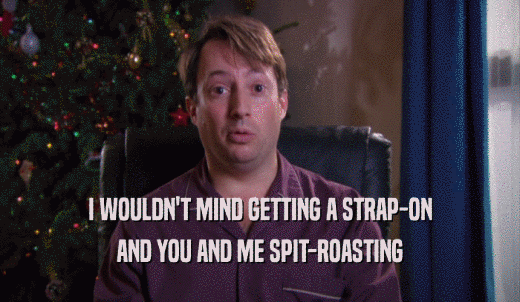 I WOULDN'T MIND GETTING A STRAP-ON AND YOU AND ME SPIT-ROASTING 