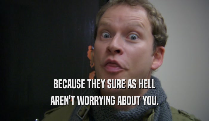 BECAUSE THEY SURE AS HELL AREN'T WORRYING ABOUT YOU. 