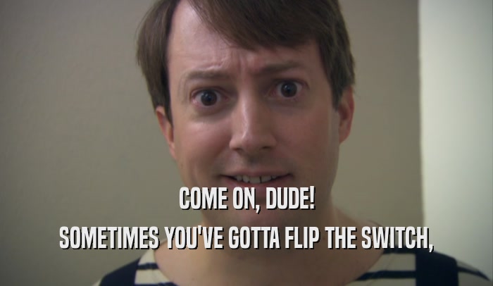 COME ON, DUDE! SOMETIMES YOU'VE GOTTA FLIP THE SWITCH, 
