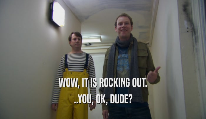 WOW, IT IS ROCKING OUT. ..YOU, OK, DUDE? 