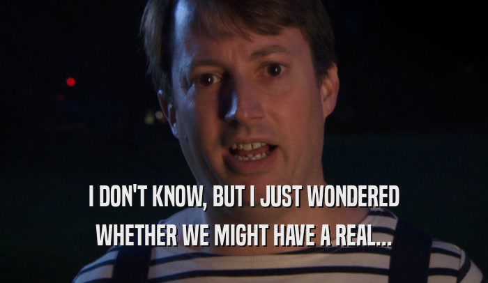 I DON'T KNOW, BUT I JUST WONDERED WHETHER WE MIGHT HAVE A REAL... 