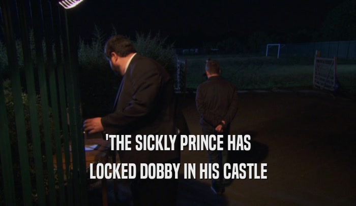 'THE SICKLY PRINCE HAS LOCKED DOBBY IN HIS CASTLE 