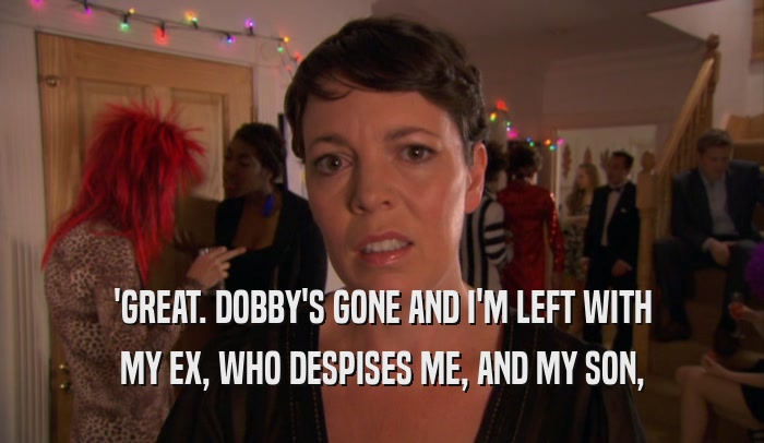 'GREAT. DOBBY'S GONE AND I'M LEFT WITH MY EX, WHO DESPISES ME, AND MY SON, 
