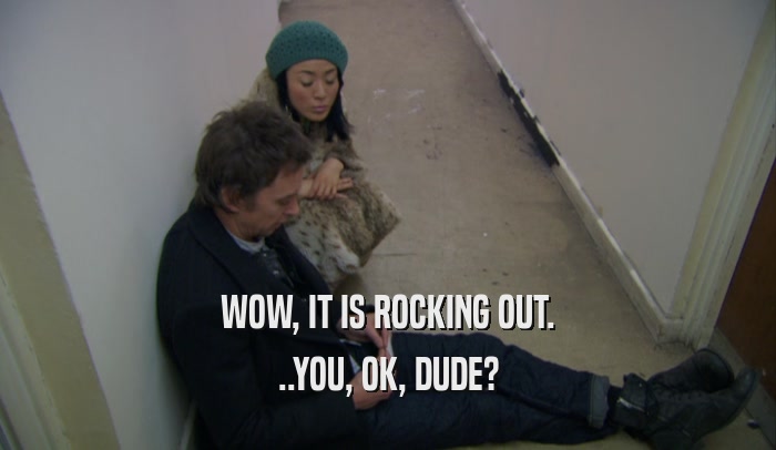 WOW, IT IS ROCKING OUT. ..YOU, OK, DUDE? 