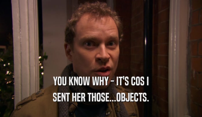YOU KNOW WHY - IT'S COS I SENT HER THOSE...OBJECTS. 
