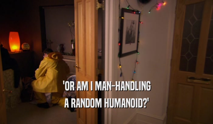 'OR AM I MAN-HANDLING
 A RANDOM HUMANOID?'
 