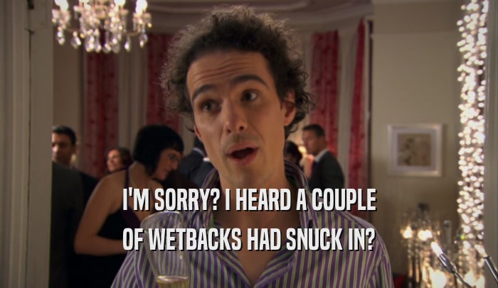 I'M SORRY? I HEARD A COUPLE OF WETBACKS HAD SNUCK IN? 