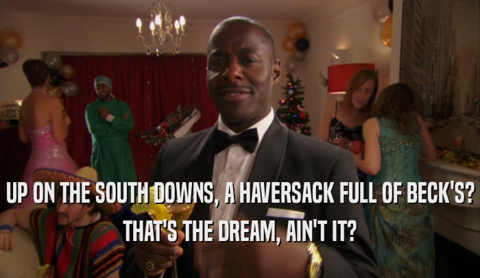 UP ON THE SOUTH DOWNS, A HAVERSACK FULL OF BECK'S? THAT'S THE DREAM, AIN'T IT? 