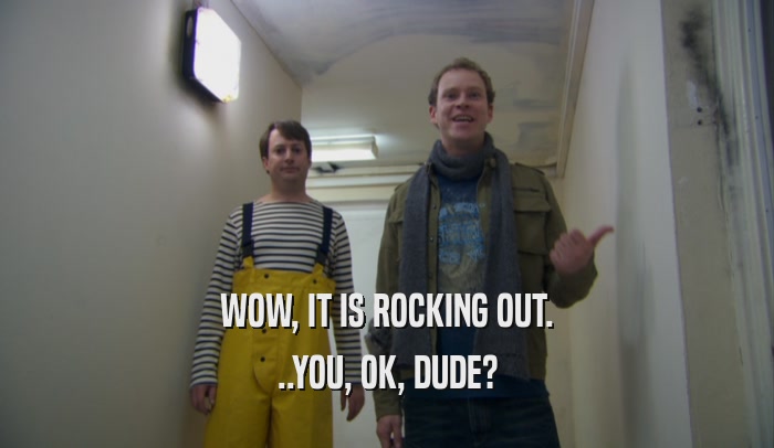 WOW, IT IS ROCKING OUT. ..YOU, OK, DUDE? 