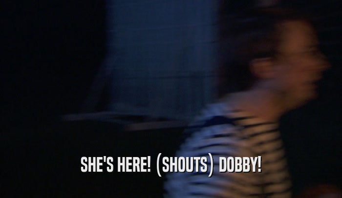 SHE'S HERE! (SHOUTS) DOBBY!  