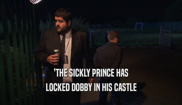'THE SICKLY PRINCE HAS
 LOCKED DOBBY IN HIS CASTLE
 