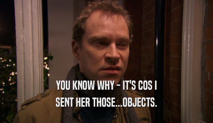 YOU KNOW WHY - IT'S COS I SENT HER THOSE...OBJECTS. 