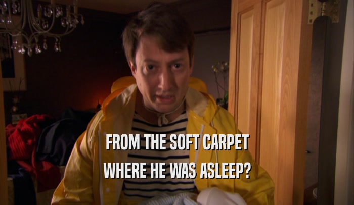 FROM THE SOFT CARPET WHERE HE WAS ASLEEP? 