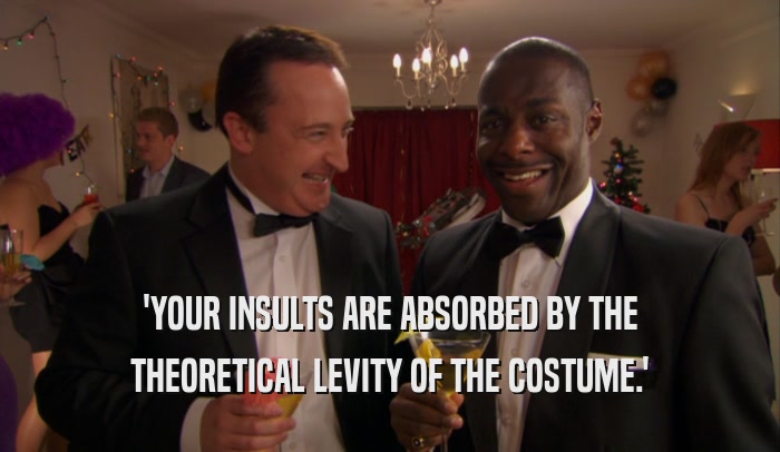 'YOUR INSULTS ARE ABSORBED BY THE THEORETICAL LEVITY OF THE COSTUME.' 