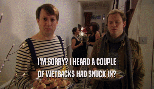 I'M SORRY? I HEARD A COUPLE OF WETBACKS HAD SNUCK IN? 