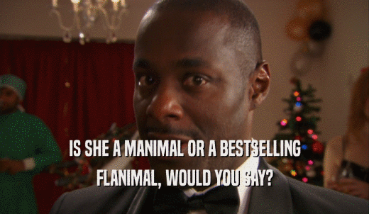 IS SHE A MANIMAL OR A BESTSELLING FLANIMAL, WOULD YOU SAY? 