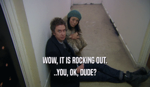 WOW, IT IS ROCKING OUT. ..YOU, OK, DUDE? 
