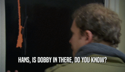 HANS, IS DOBBY IN THERE, DO YOU KNOW?  