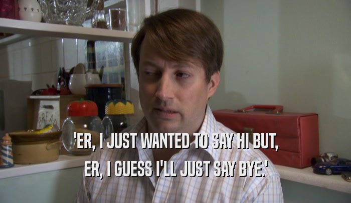 'ER, I JUST WANTED TO SAY HI BUT, ER, I GUESS I'LL JUST SAY BYE.' 