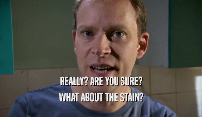 REALLY? ARE YOU SURE? WHAT ABOUT THE STAIN? 