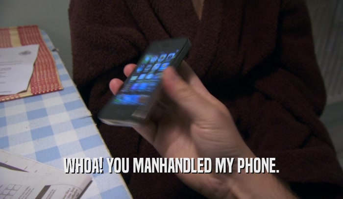 WHOA! YOU MANHANDLED MY PHONE.  