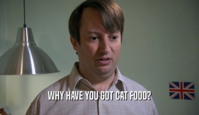 WHY HAVE YOU GOT CAT FOOD?  