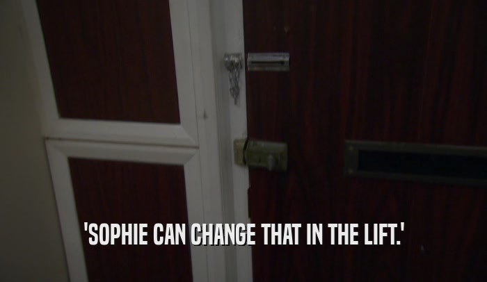 'SOPHIE CAN CHANGE THAT IN THE LIFT.'  