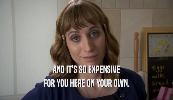 AND IT'S SO EXPENSIVE FOR YOU HERE ON YOUR OWN. 